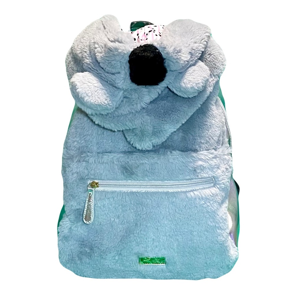 Betsey Johnson NIGEL Kitsch Convertible Plush Hoodie Backpack ◈ Koala Gray